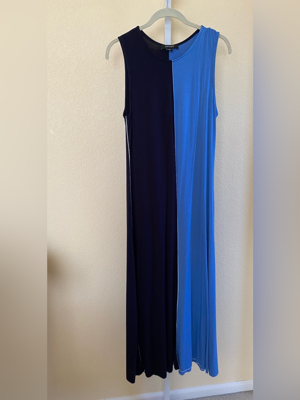 Karen Kane Two-Tone Navy and Royal Blue Sleeveless Maxi Dress